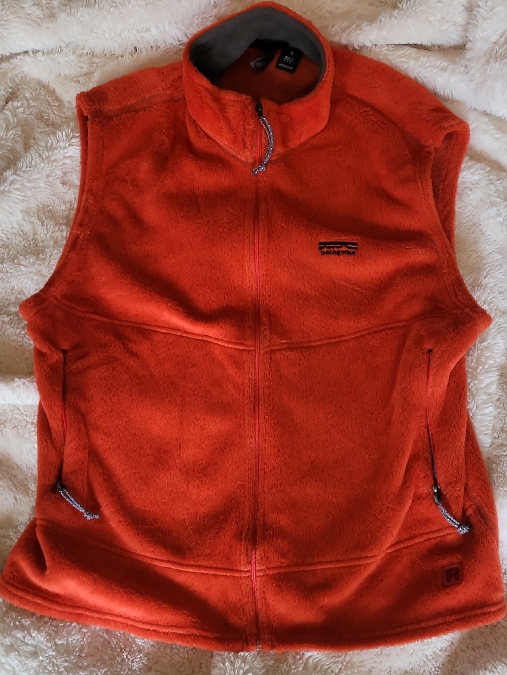 Patagonia Orange Fleece Vest - Stand Collar Zip